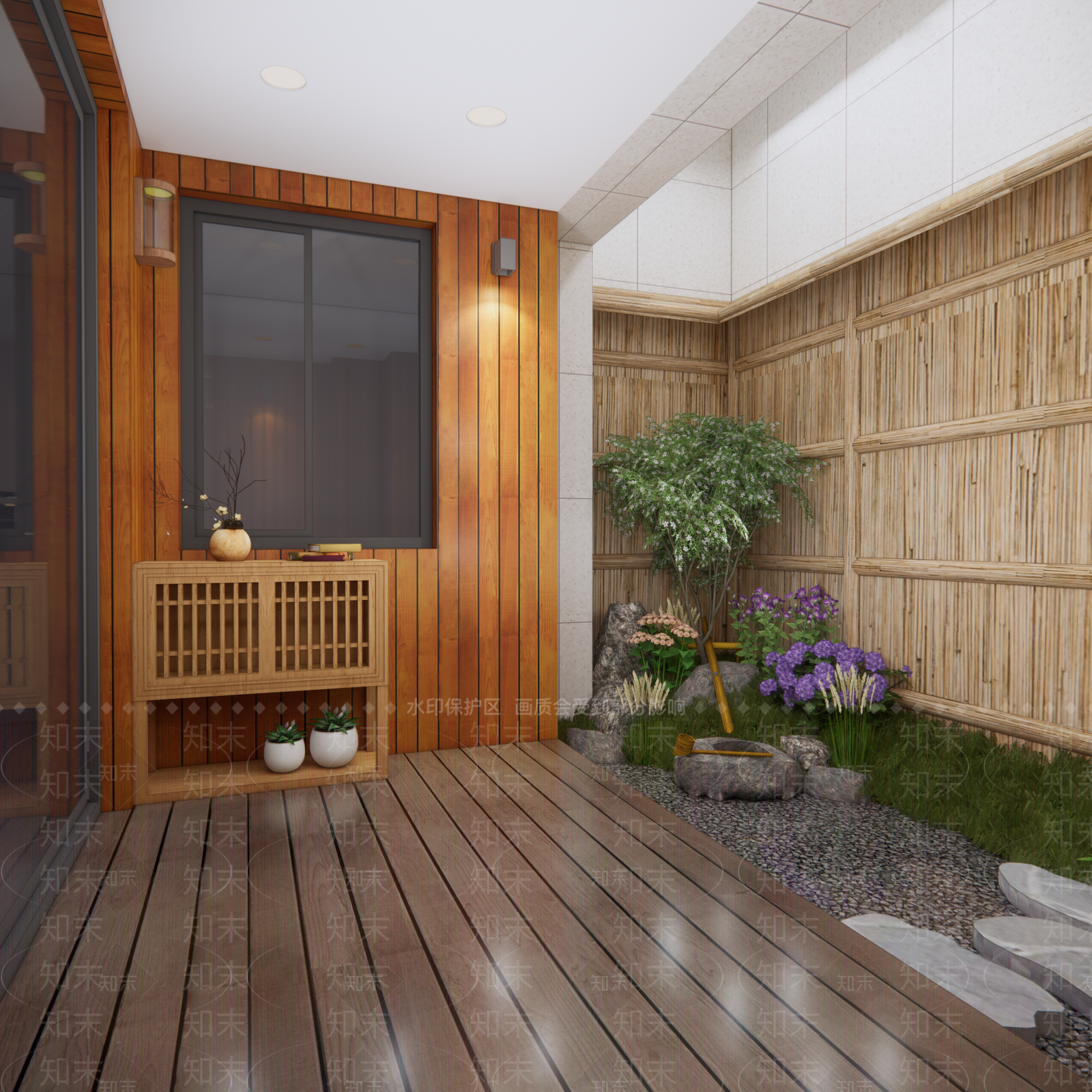 日式家居阳台SU模型下载【ID:1108552492】