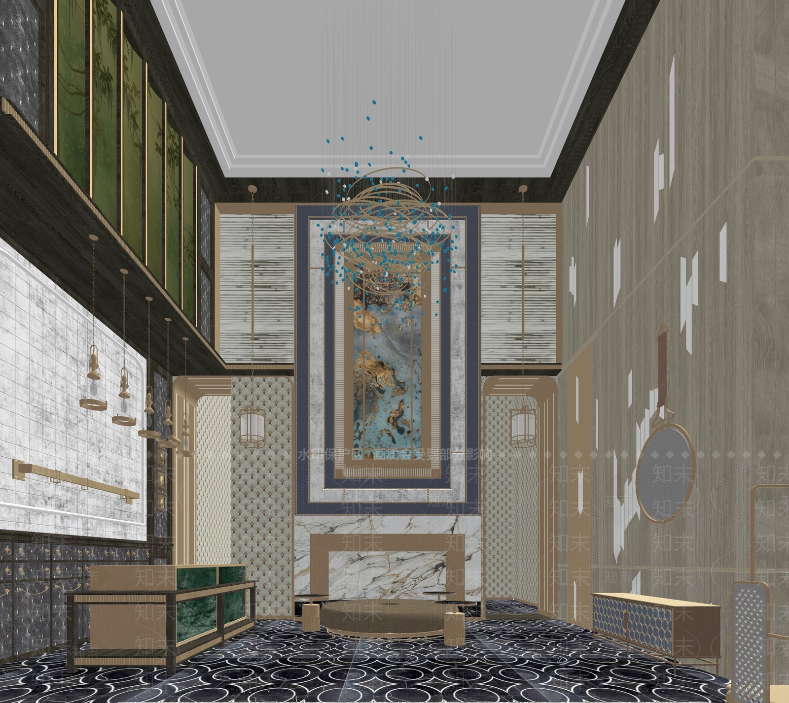 美式酒店大堂SU模型下载【ID:1108554019】