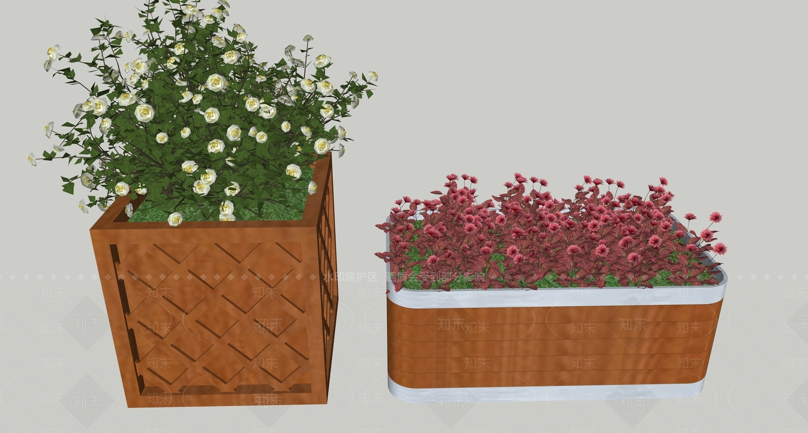 现代花箱小品SU模型下载【ID:1108554955】
