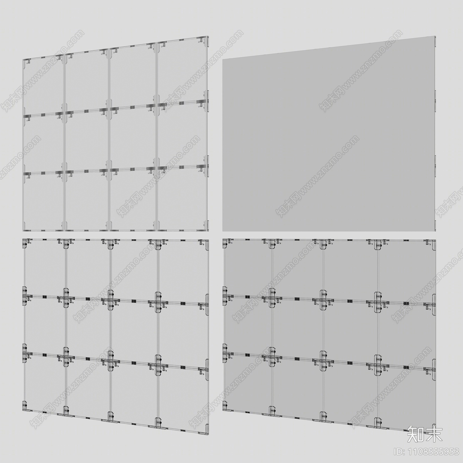 现代LED透明显示屏3D模型下载【ID:1108555953】