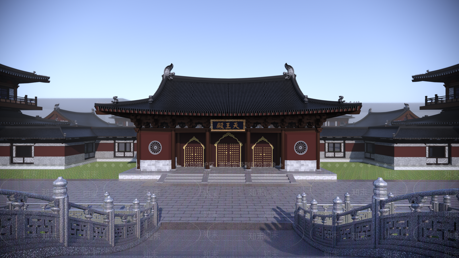 中式寺庙建筑SU模型下载【ID:1108564162】