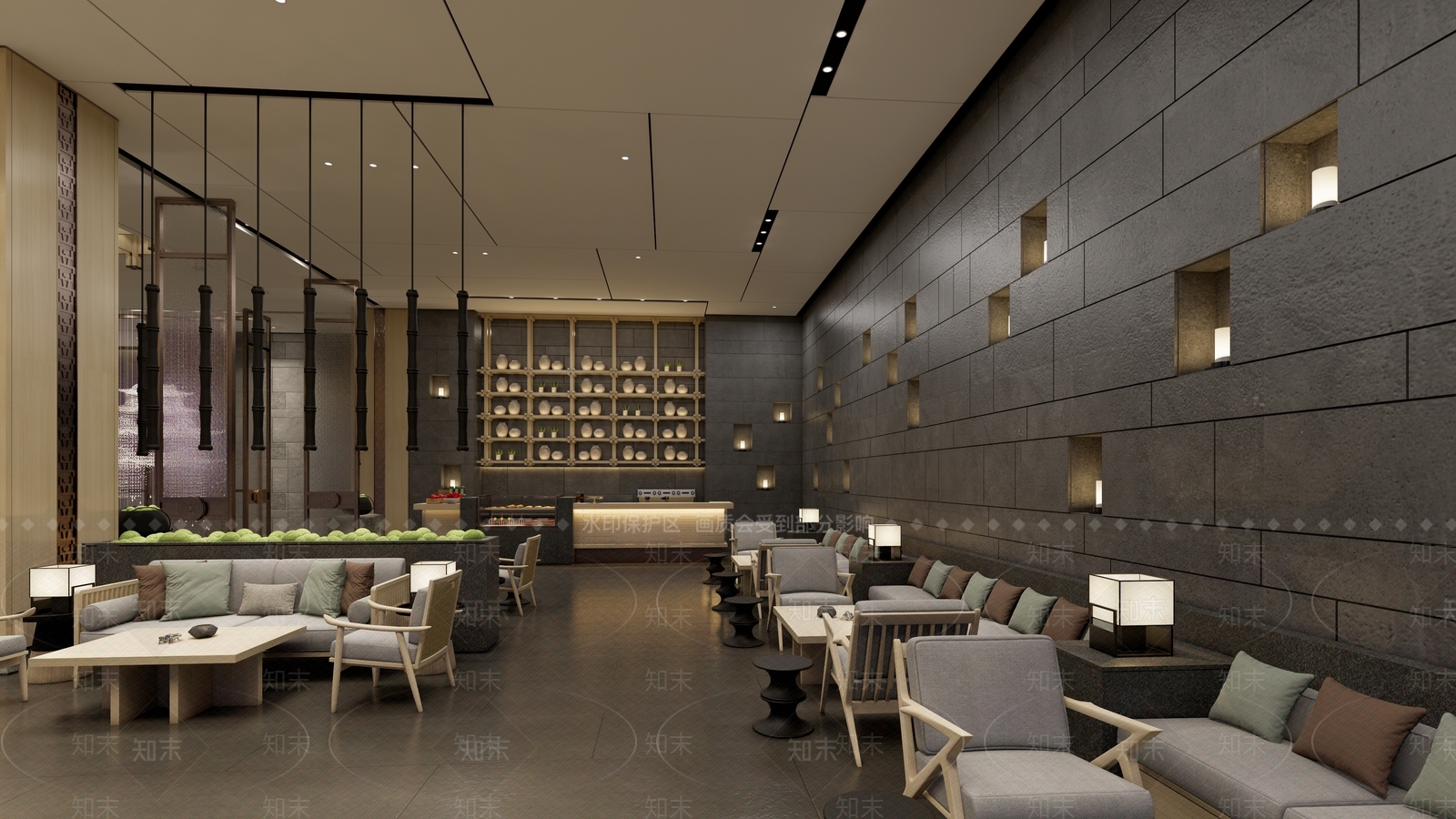 现代酒店餐厅SU模型下载【ID:1108571963】