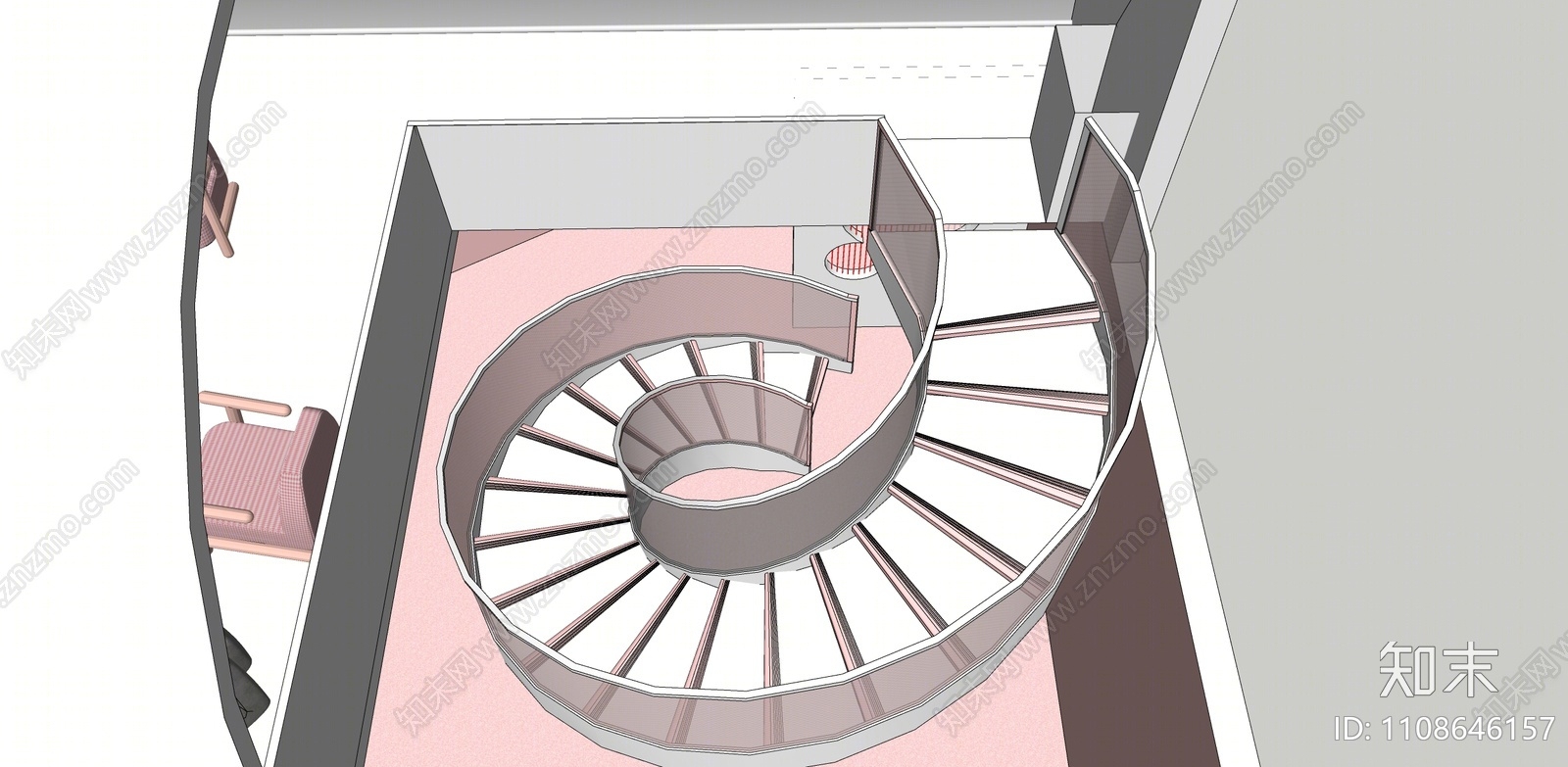 现代旋转楼梯间SU模型下载【ID:1108646157】