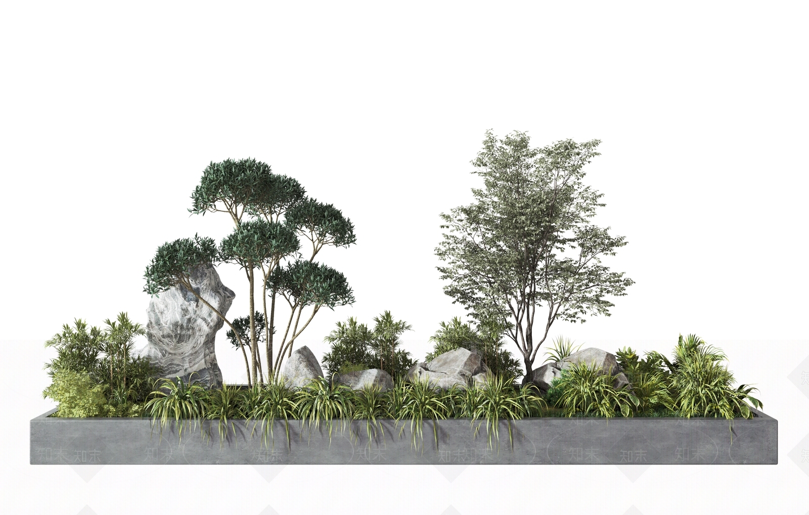 现代植物堆3D模型下载【ID:1108576717】