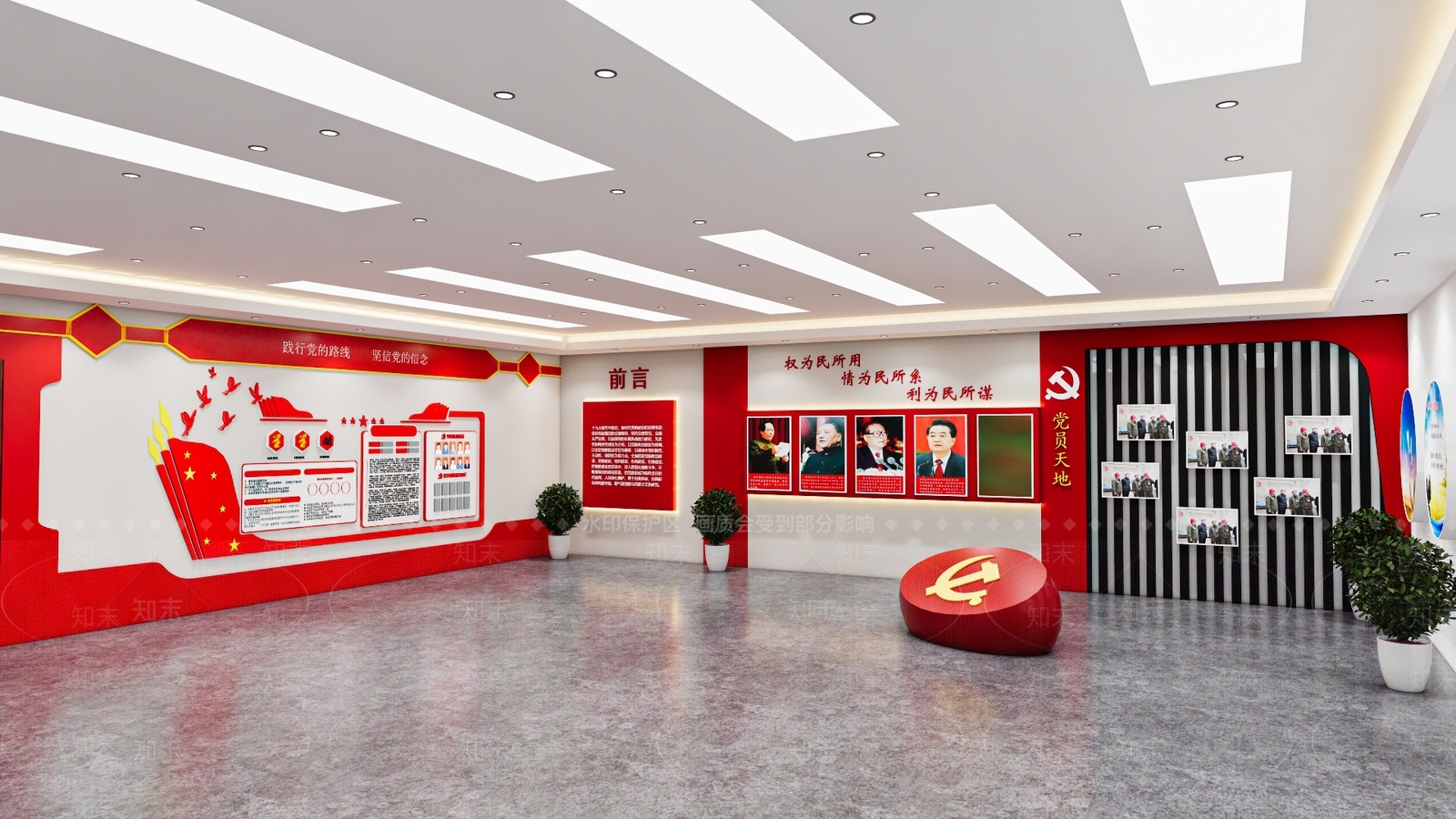 现代党建展厅SU模型下载【ID:1108576965】