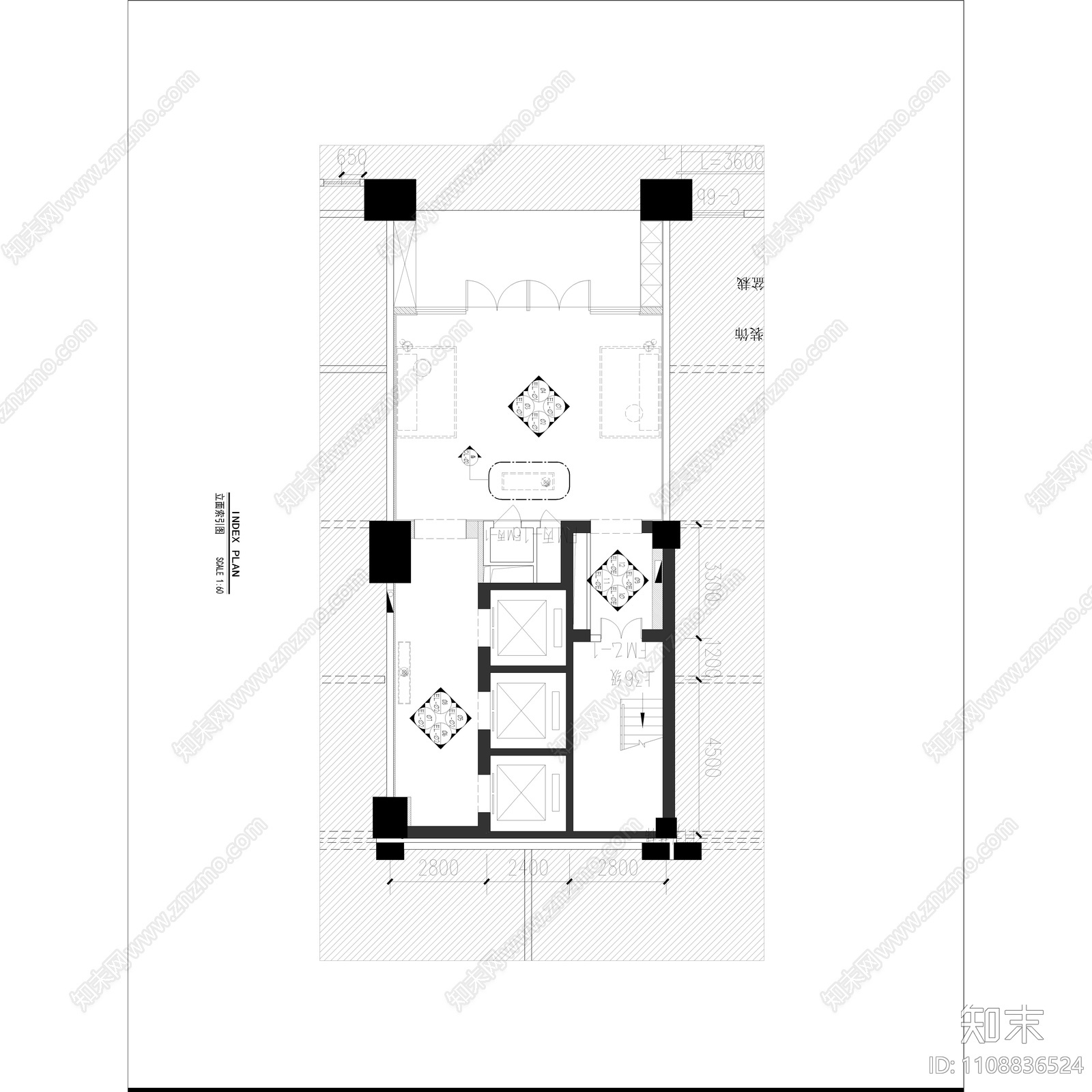 公寓大堂cad施工图下载【ID:1108836524】