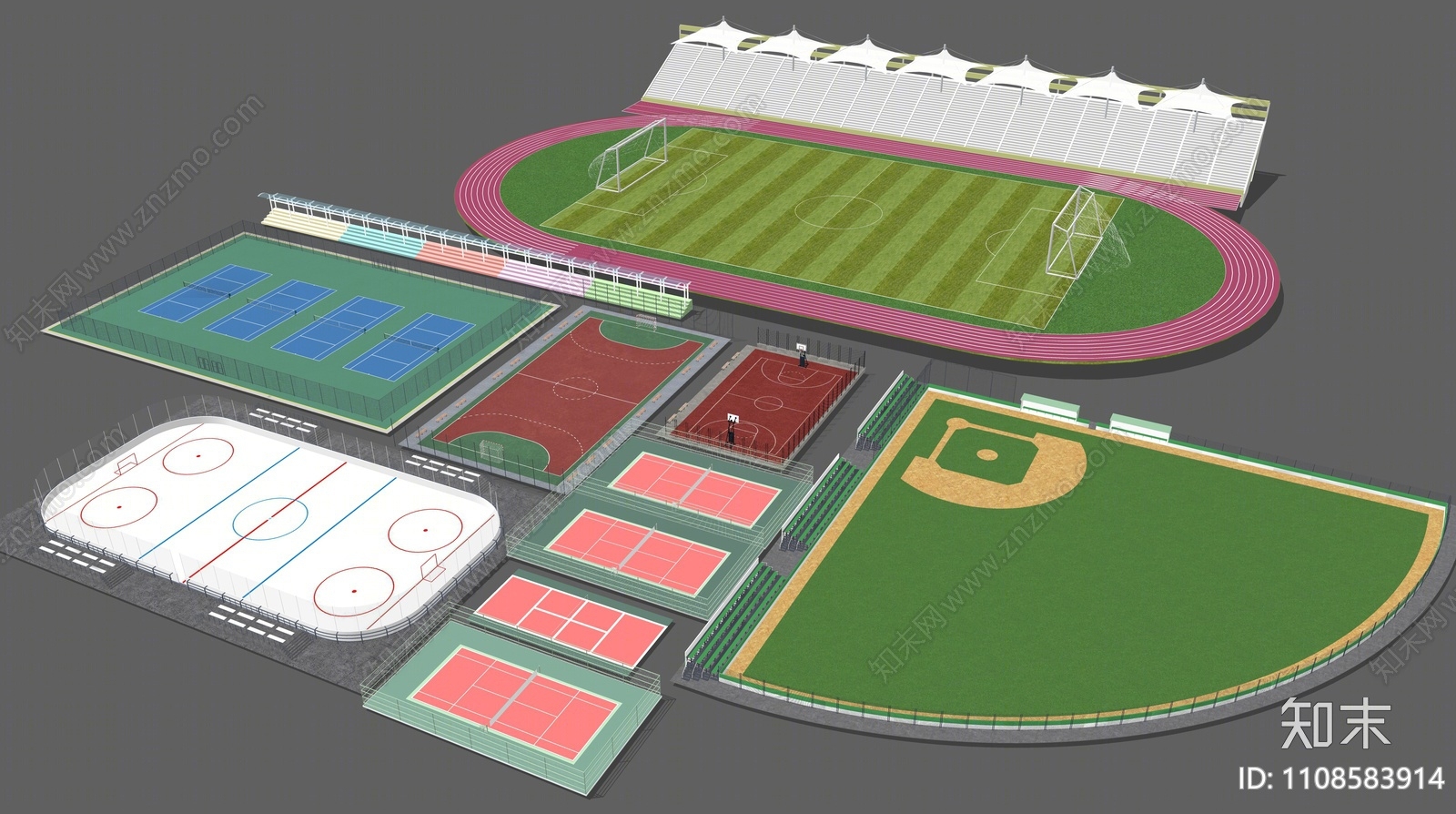 现代体育场SU模型下载【ID:1108583914】