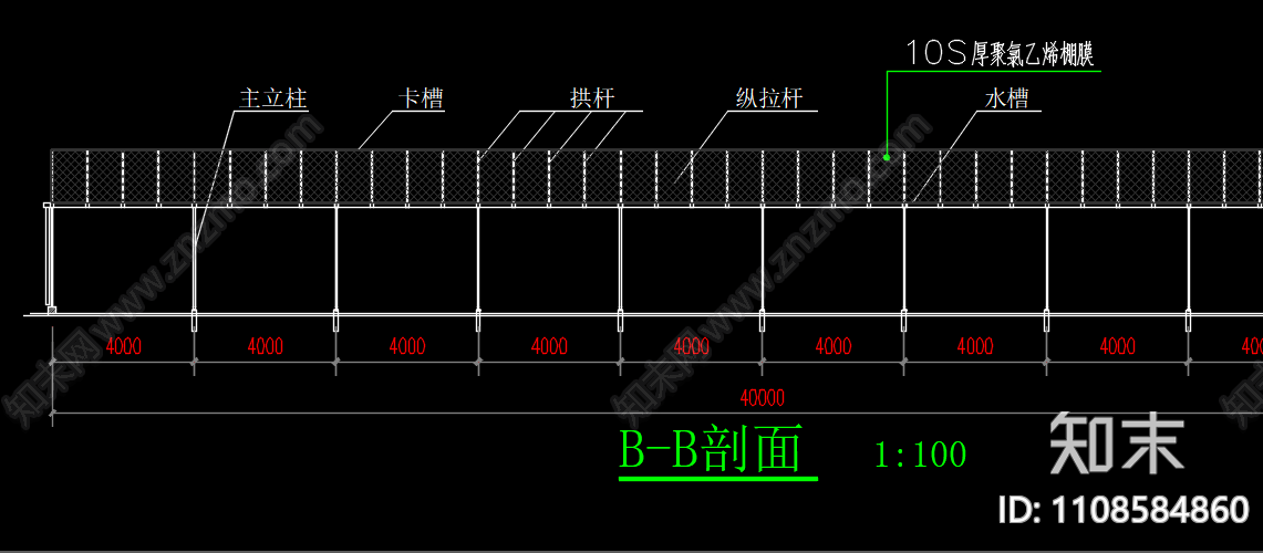 温室大棚cad施工图下载【ID:1108584860】