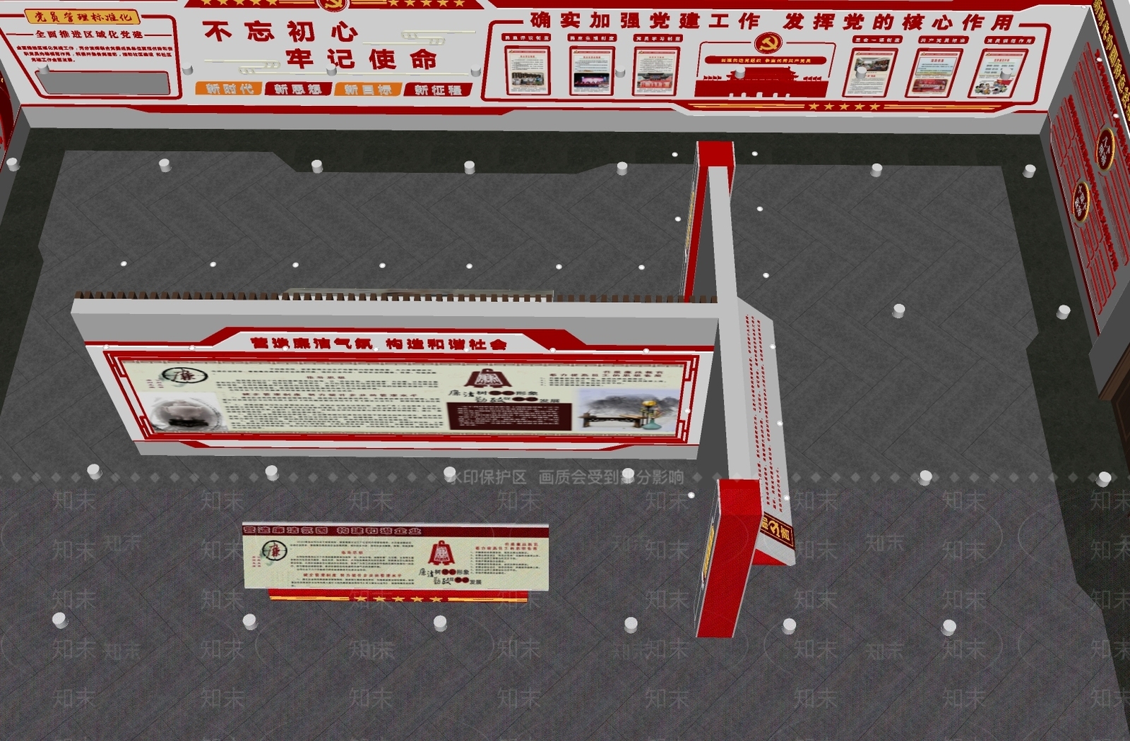 现代党建展厅SU模型下载【ID:1108585925】