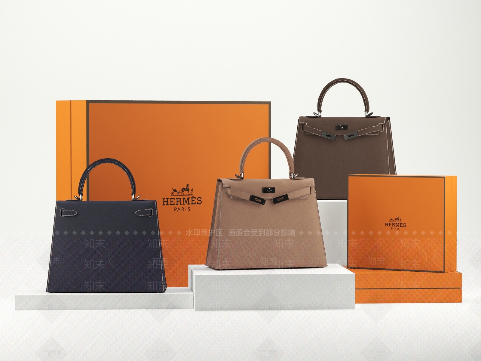 现代爱马仕名牌手提包3d模型下载