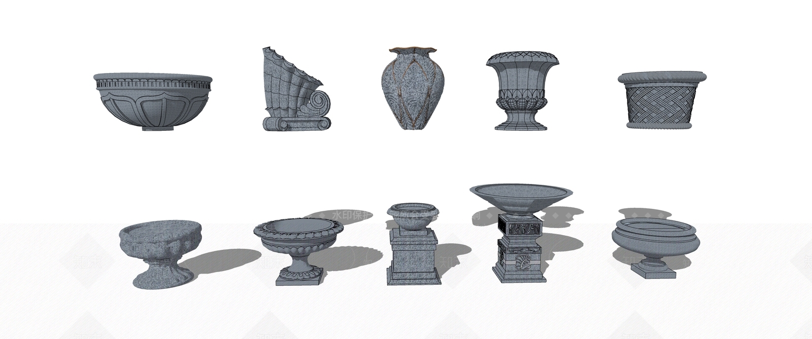 欧式花盆SU模型下载【ID:1108595657】