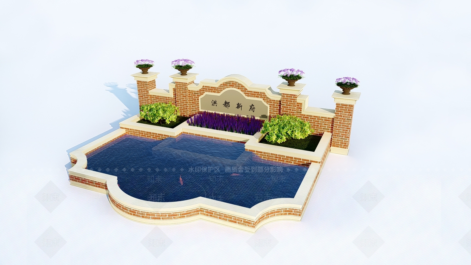 欧式跌水水景SU模型下载【ID:1108597207】