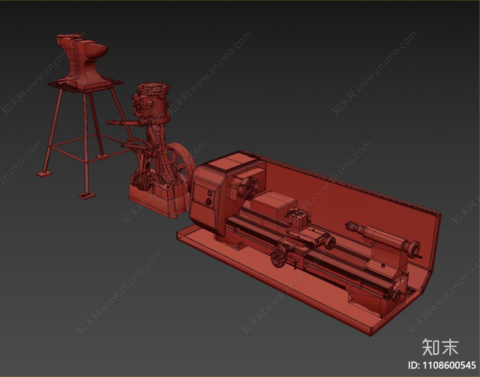 工业风车床3D模型下载【ID:1108600545】