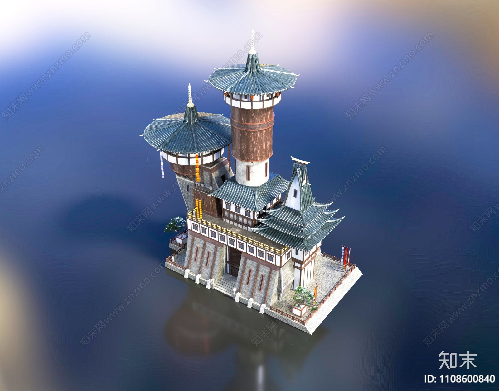 中式古建筑3D模型下载【ID:1108600840】