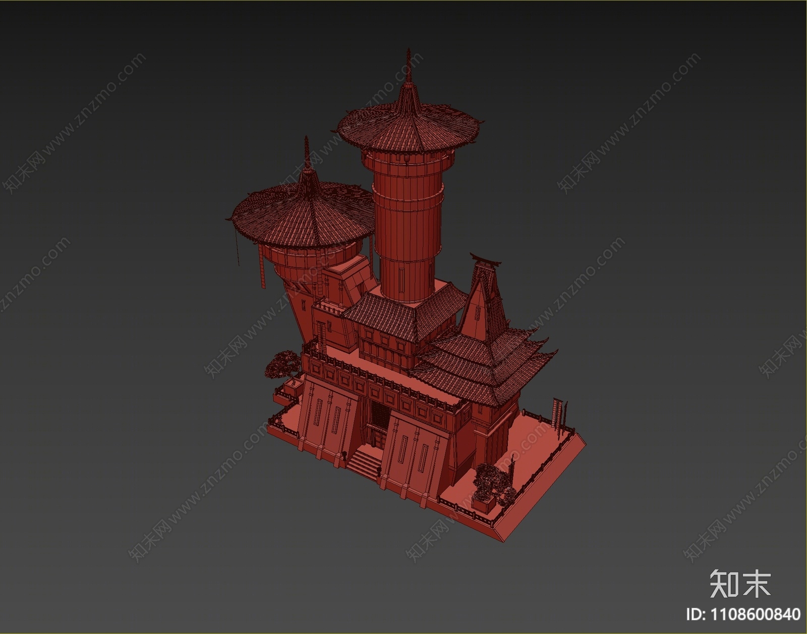 中式古建筑3D模型下载【ID:1108600840】