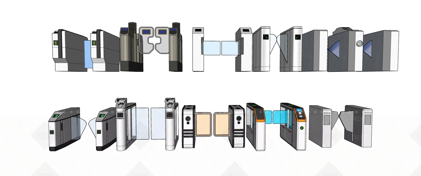 现代人行摆闸SU模型下载【ID:1108601457】
