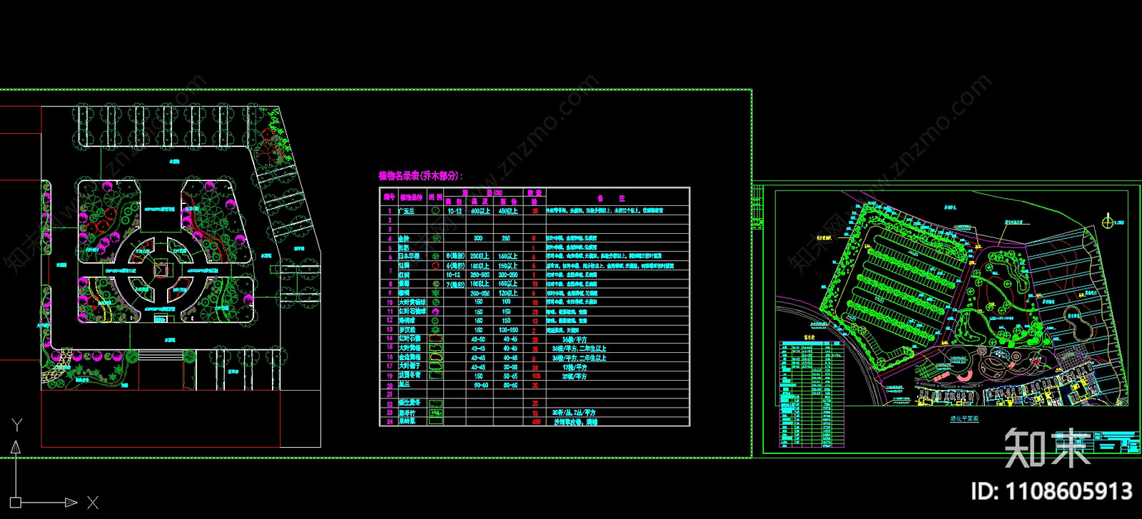 室外停车场绿化布置cad施工图下载【ID:1108605913】