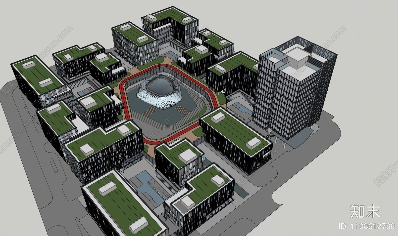 现代多层产业园SU模型下载【ID:1108612788】