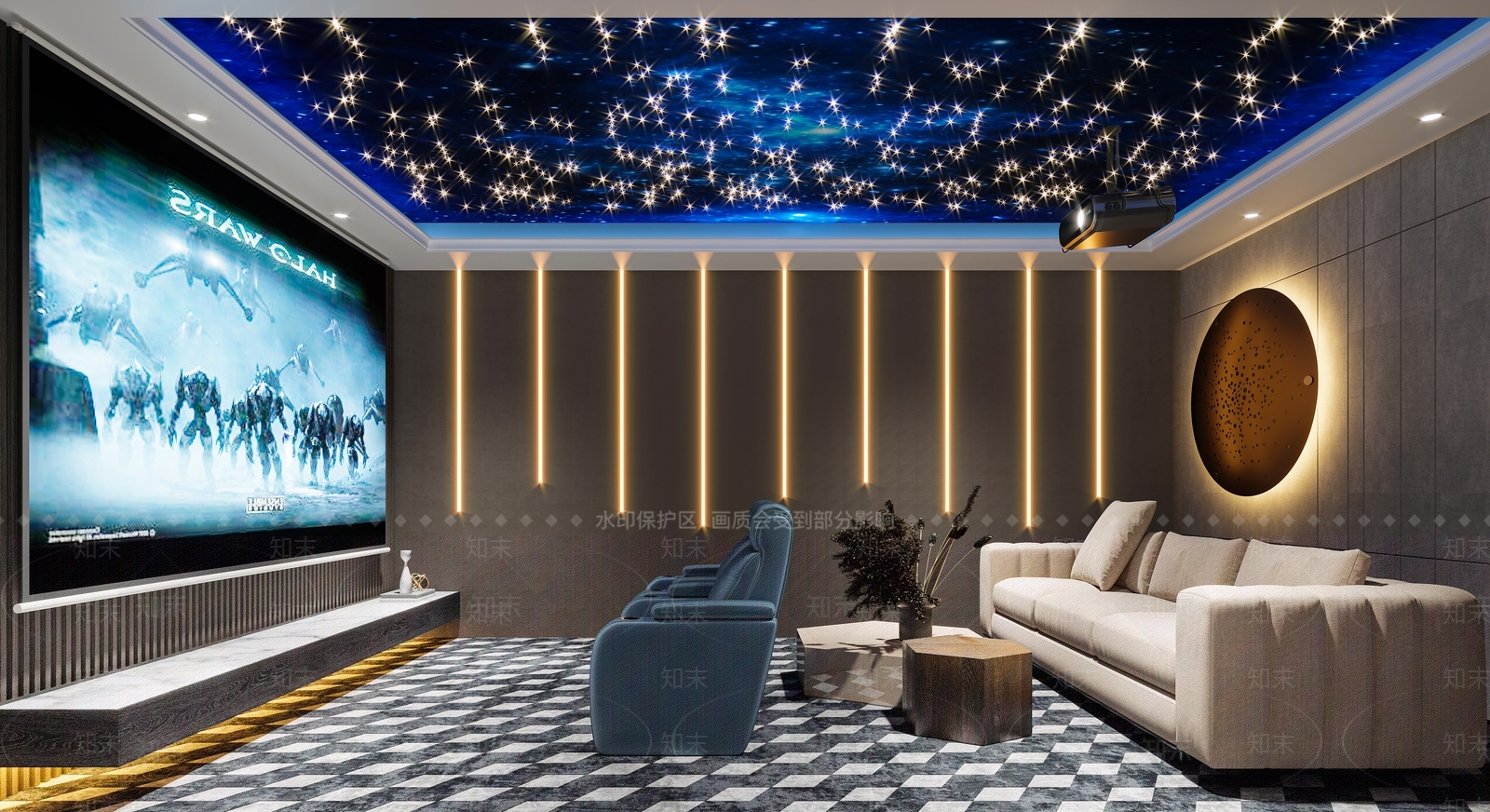 现代影音室3D模型下载【ID:1108617932】