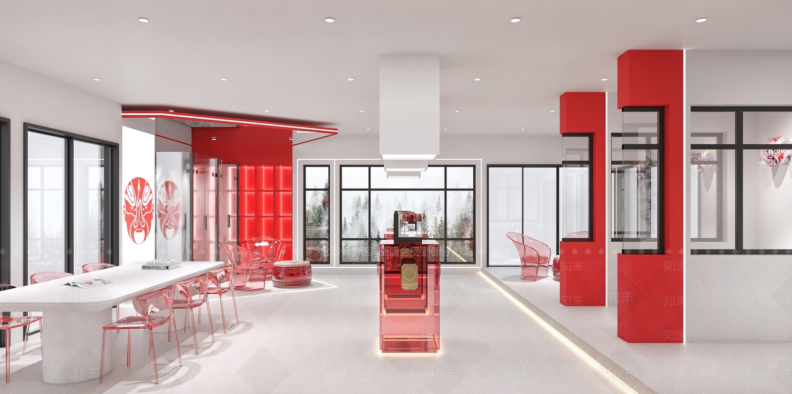 新中式国潮风展厅3D模型下载【ID:1108618107】