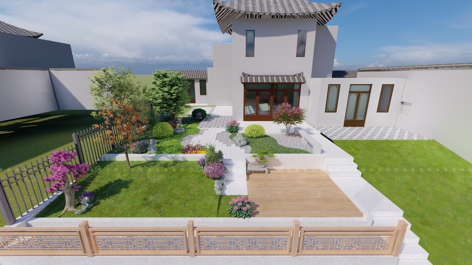 新中式乡村庭院SU模型下载【ID:1108619728】