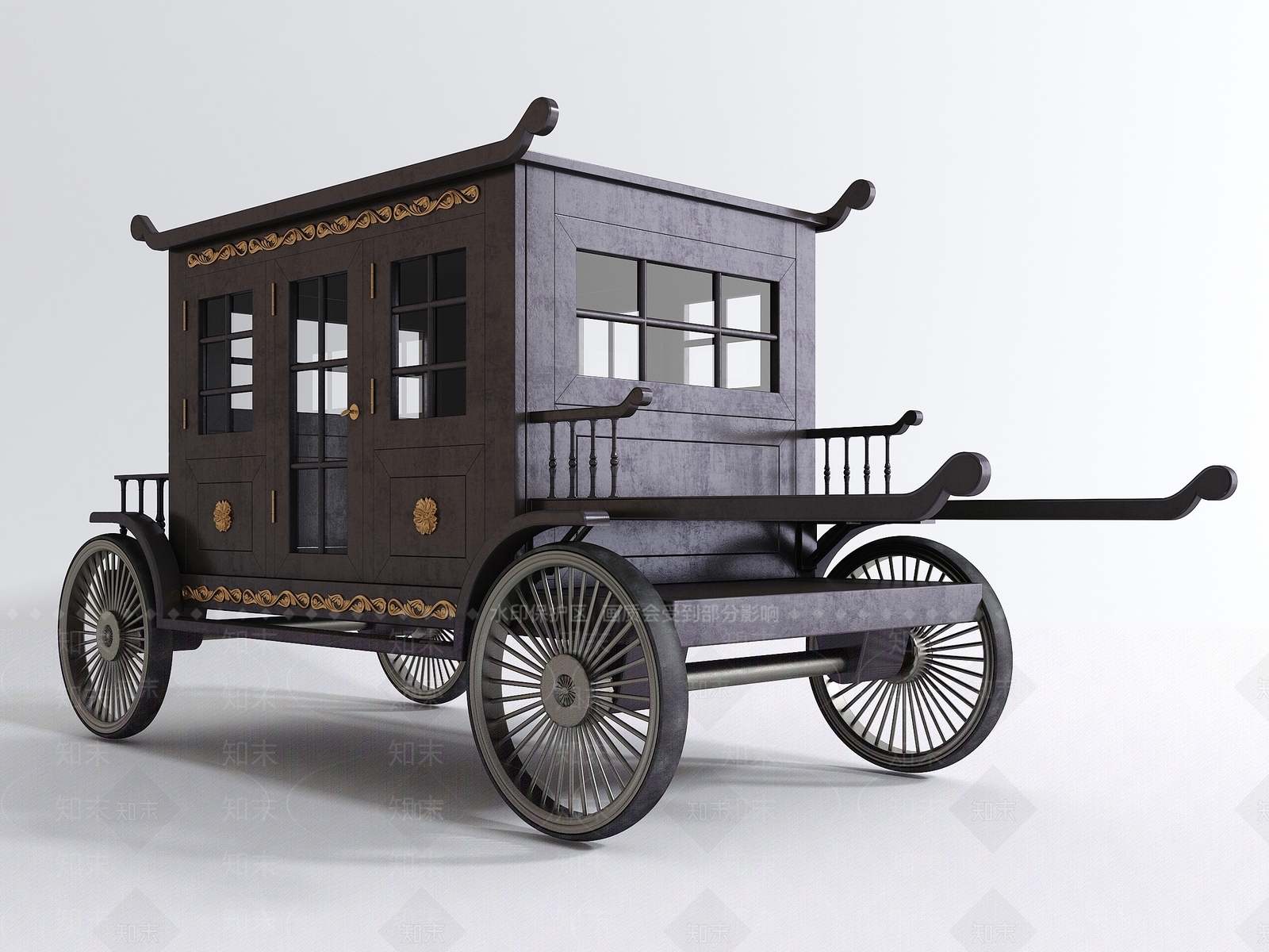 中式马车3D模型下载【ID:1108623327】