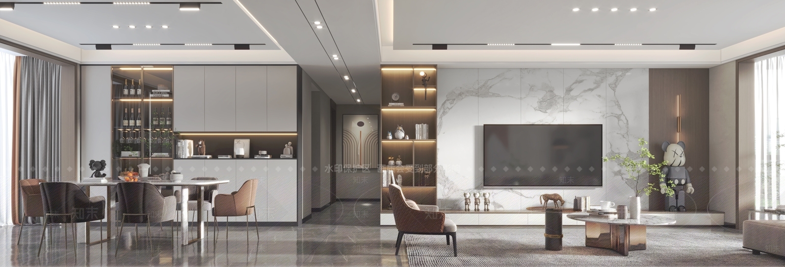 现代家居客厅3D模型下载【ID:1221876610】