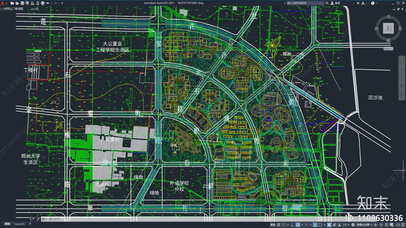 现代简约城市规划建筑cad施工图下载【ID:1108630336】