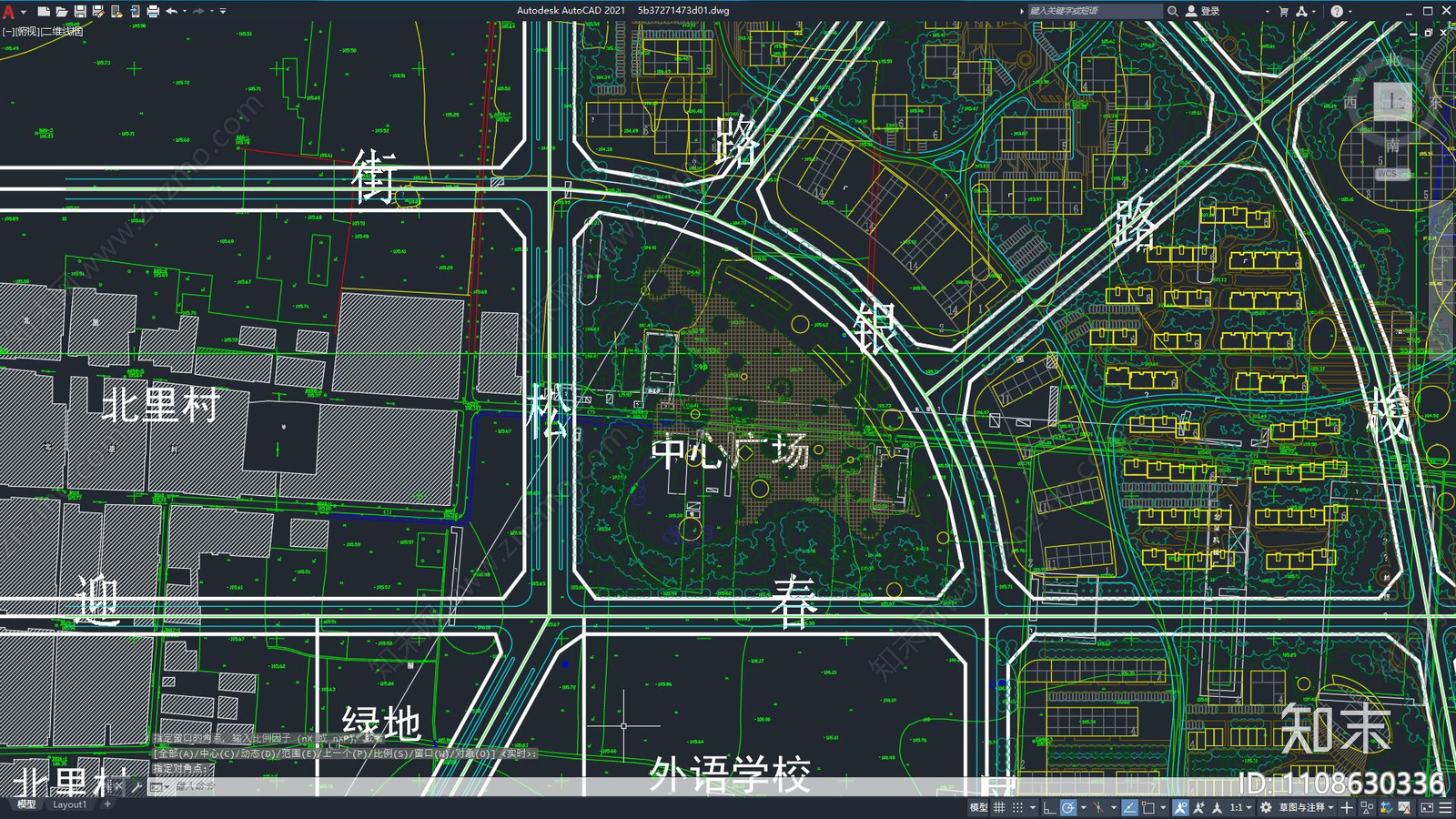 现代简约城市规划建筑cad施工图下载【ID:1108630336】