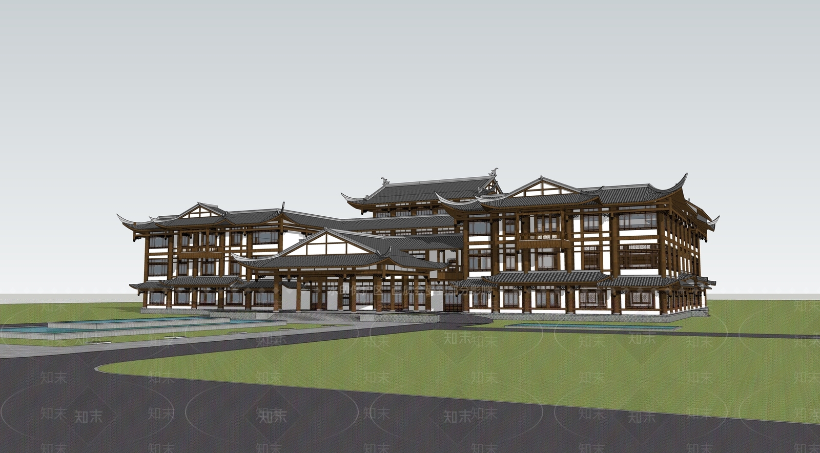 中式其他文化场馆SU模型下载【ID:1108632085】