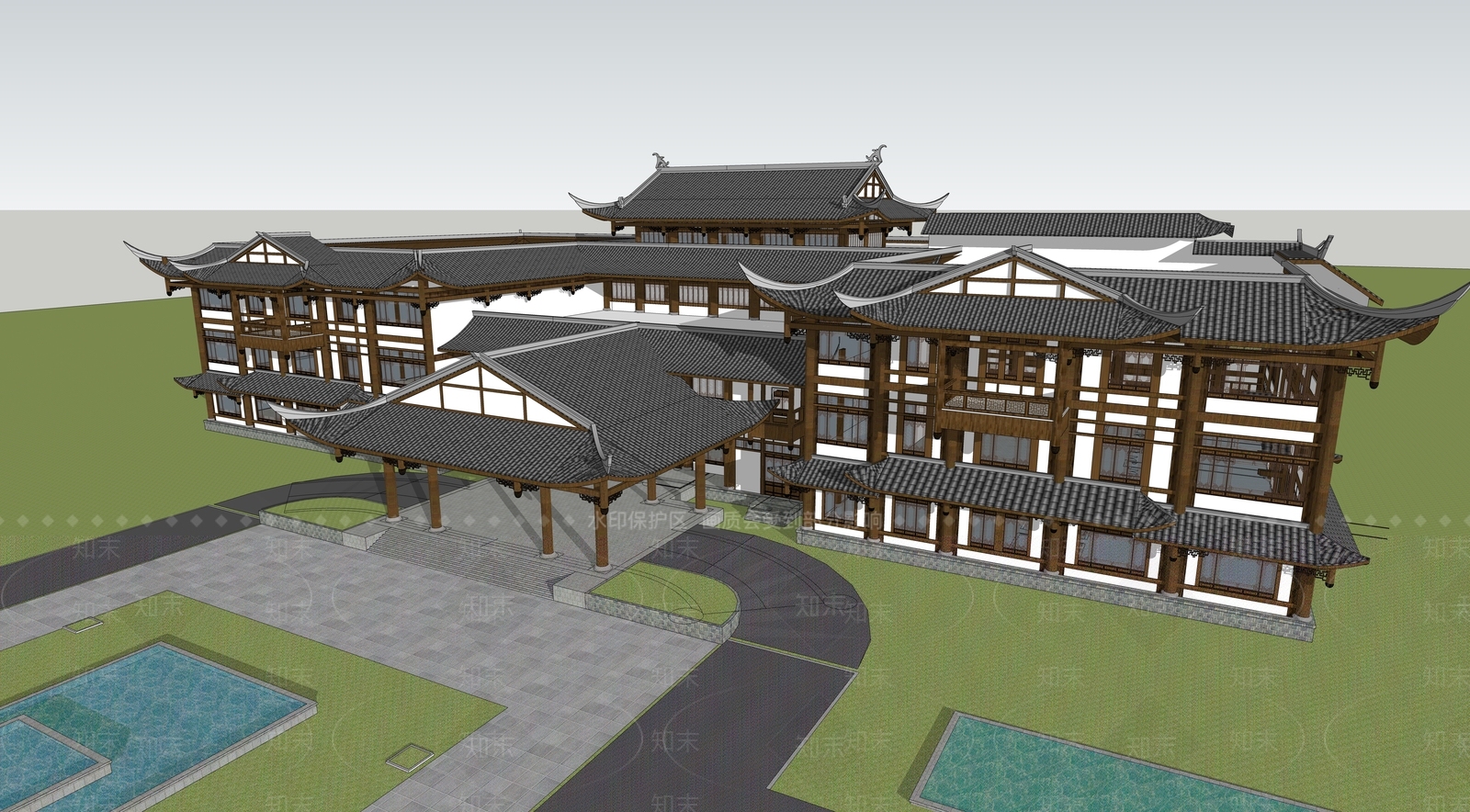 中式其他文化场馆SU模型下载【ID:1108632085】