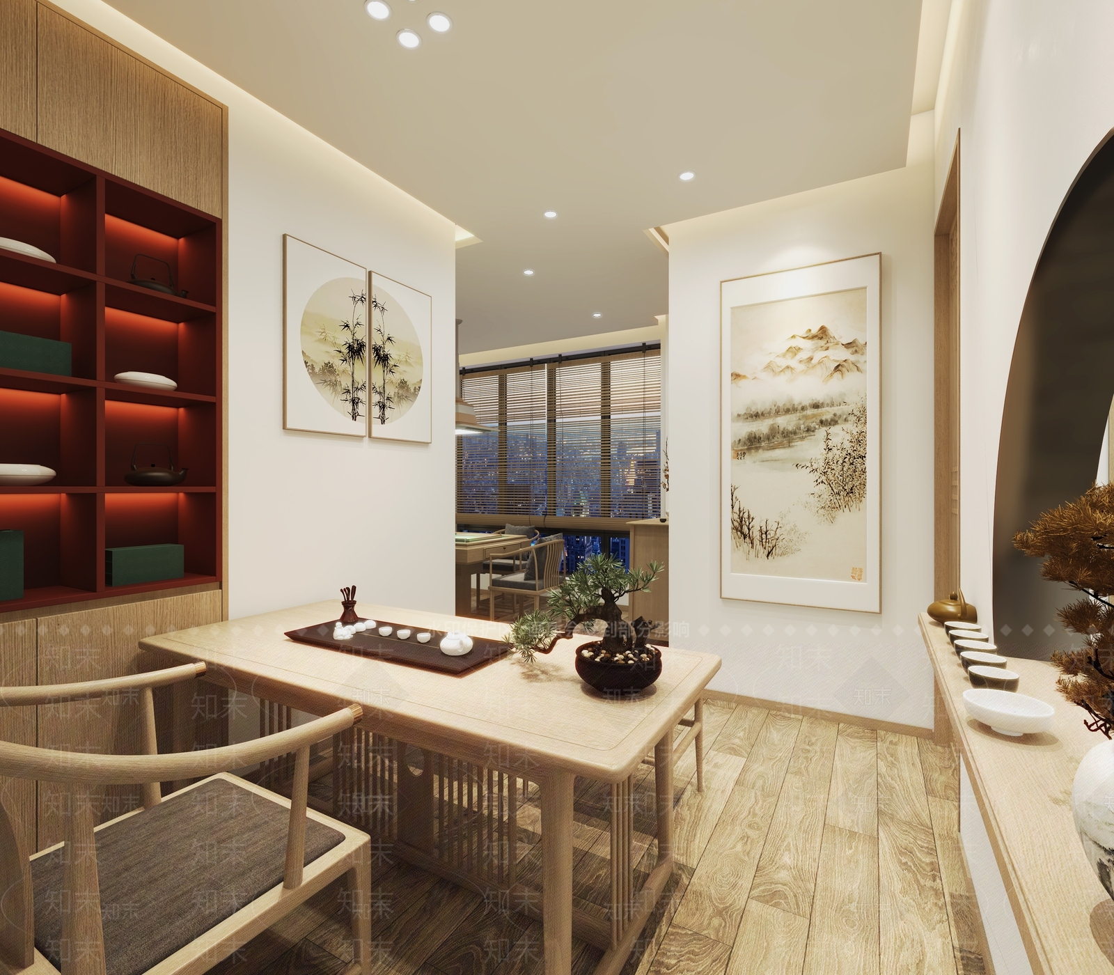 新中式茶室3D模型下载【ID:1108632499】