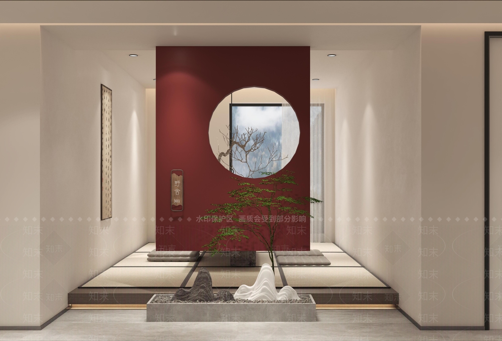 新中式民宿休息区3D模型下载【ID:1108638099】