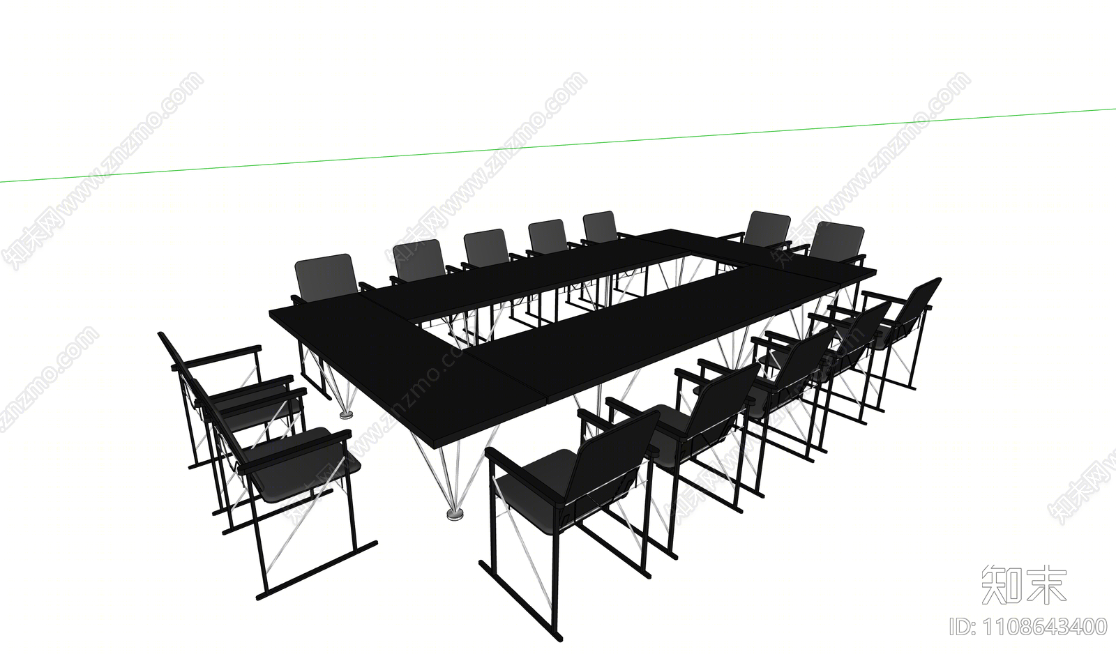 现代会议桌椅SU模型下载【ID:1108643400】