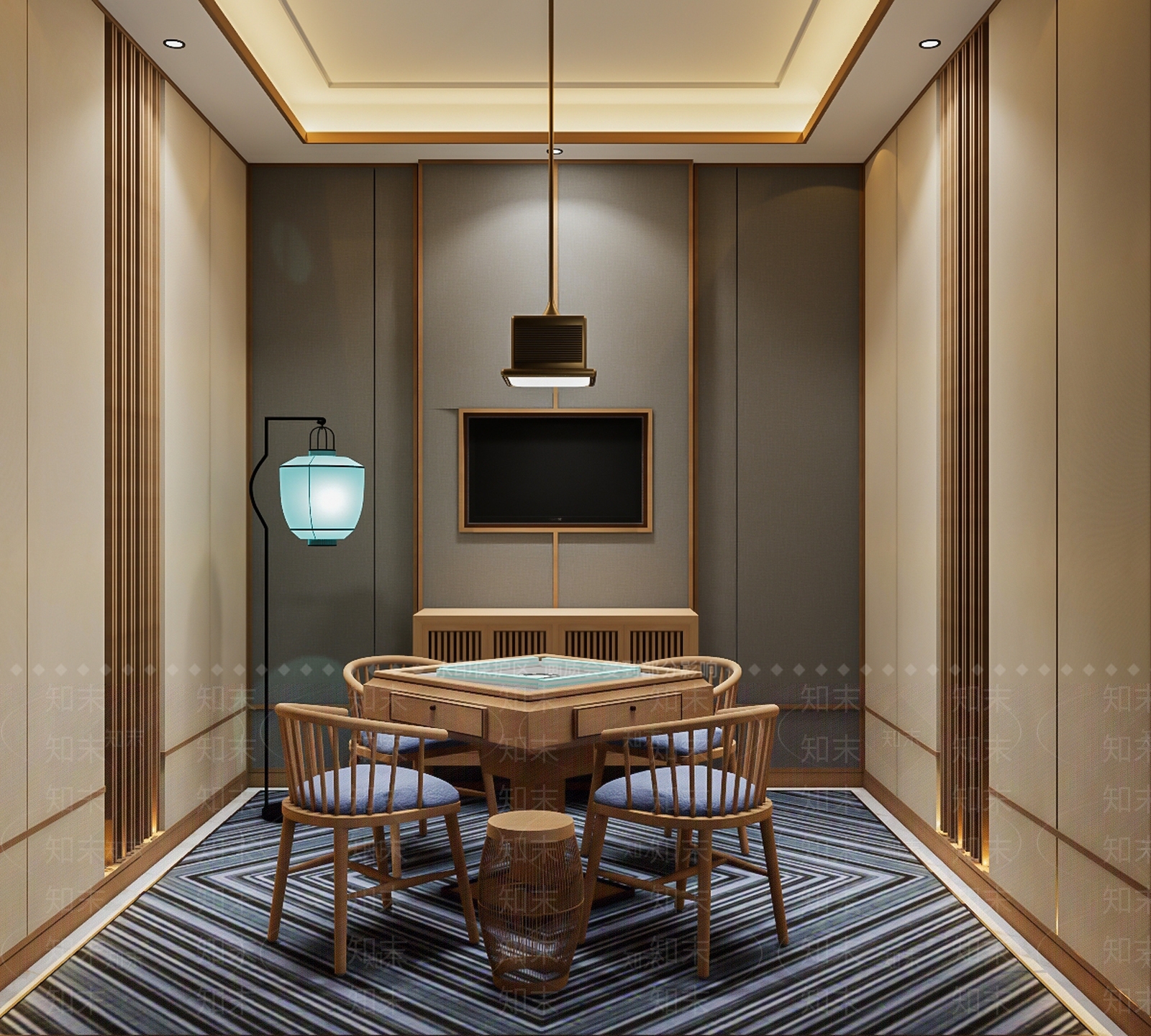 新中式棋牌室SU模型下载【ID:1108647294】