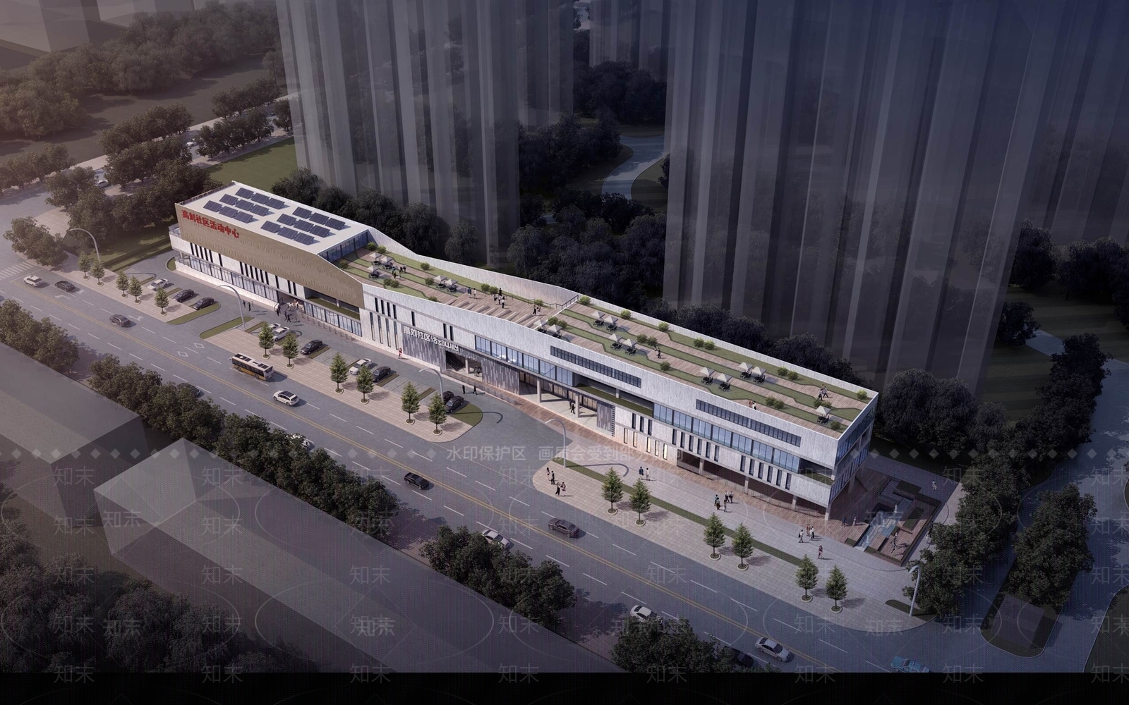 现代社区活动中心建筑SU模型下载【ID:1108654994】