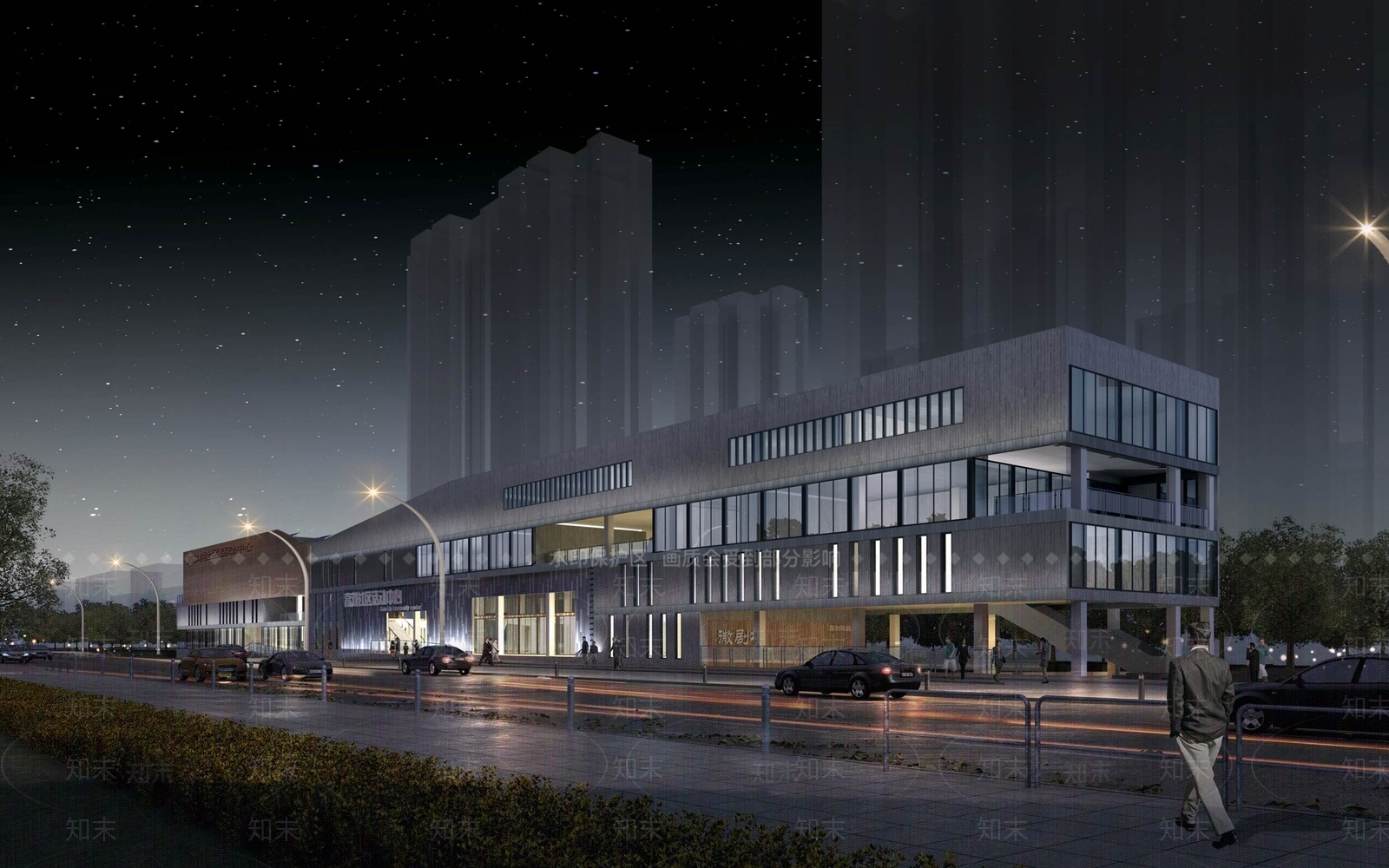 现代社区活动中心建筑SU模型下载【ID:1108654994】