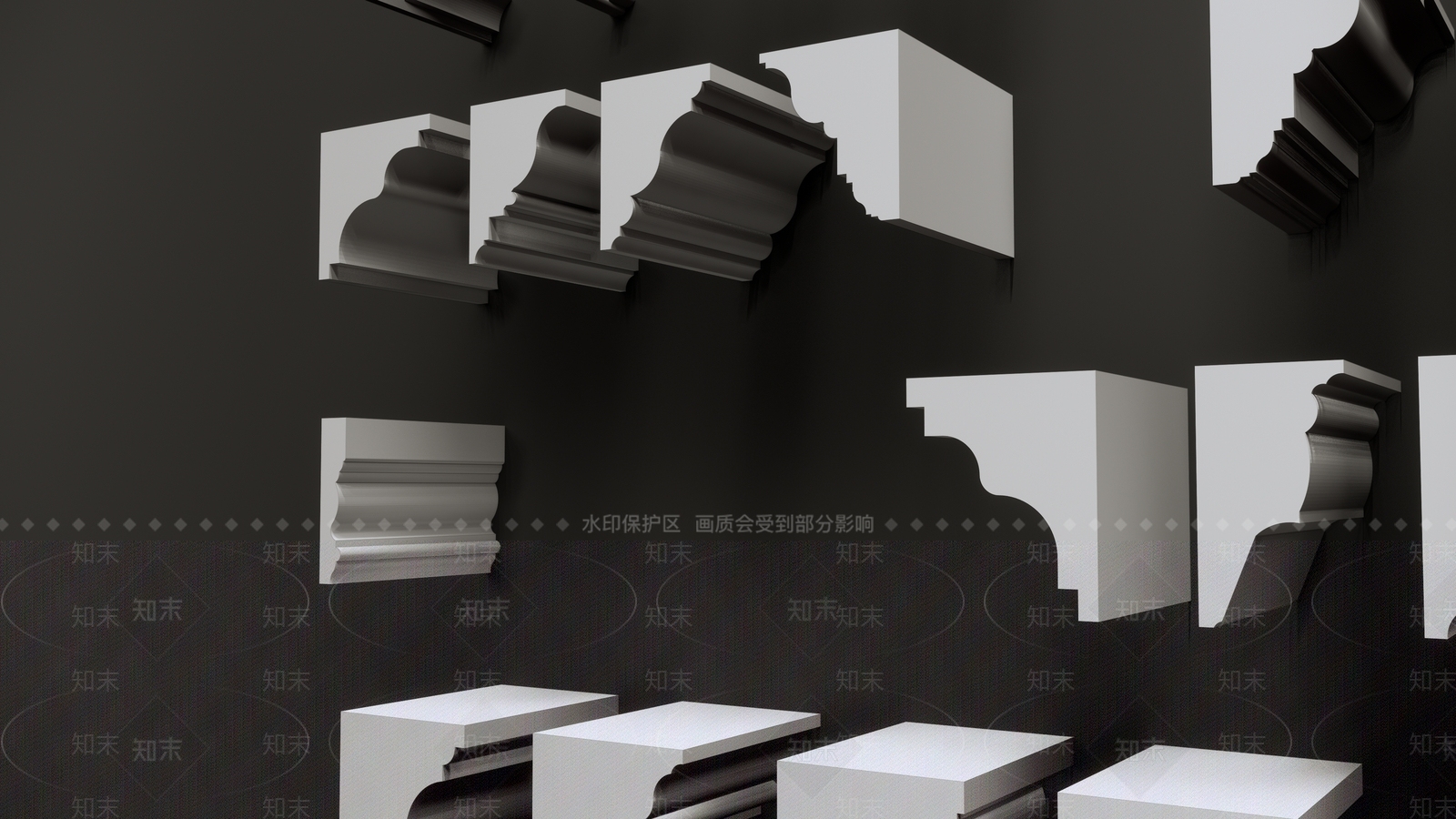 现代石膏线SU模型下载【ID:1108659476】