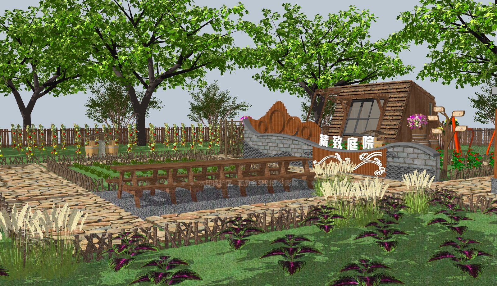 现代乡村庭院SU模型下载【ID:1108672668】
