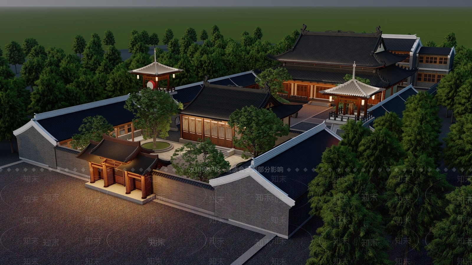 中式仿古庙宇SU模型下载【ID:1108677595】