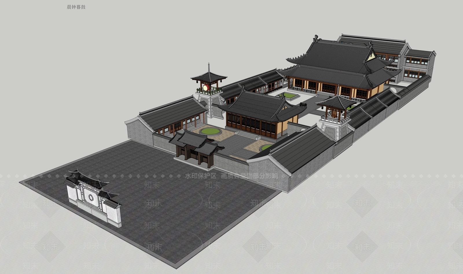 中式仿古庙宇SU模型下载【ID:1108677595】
