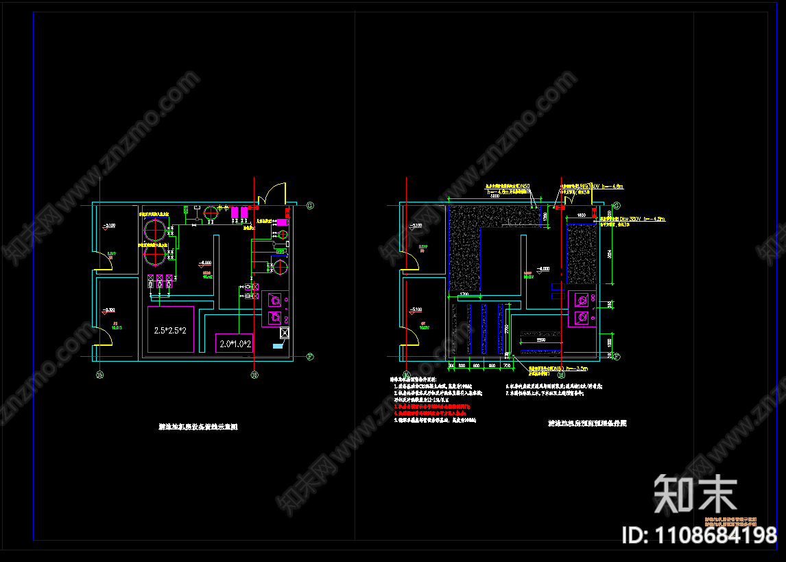 室内游泳池给排水设计图cad施工图下载【ID:1108684198】
