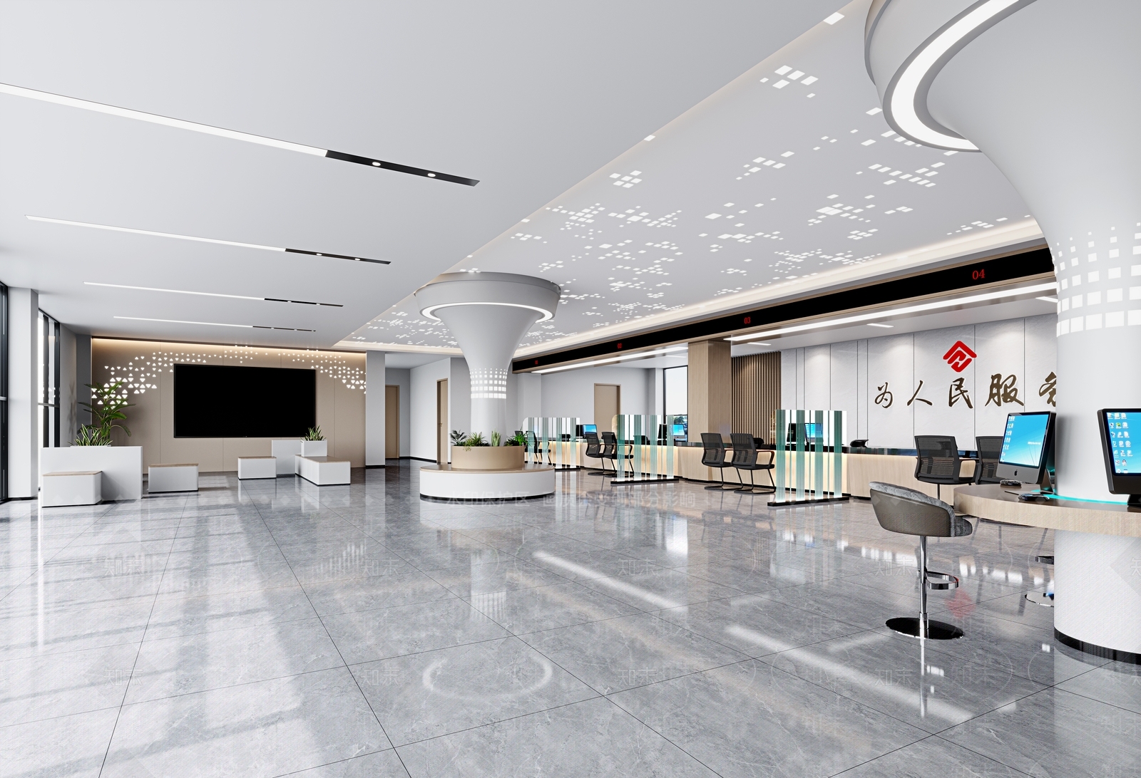 现代银行大堂3D模型下载【ID:1108695486】