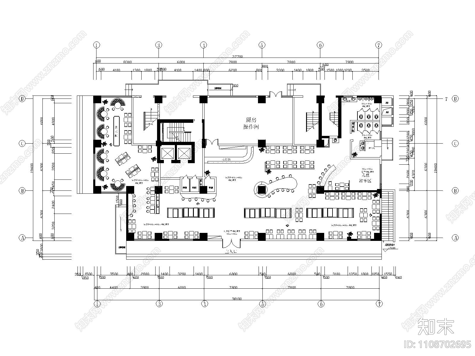 深圳800m²茶餐厅施工图cad施工图下载【ID:1108702695】