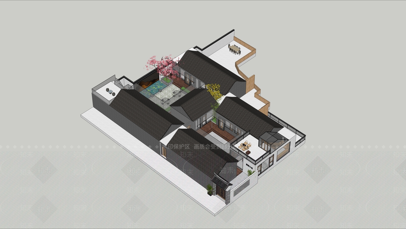 中式四合院SU模型下载【ID:1108704218】