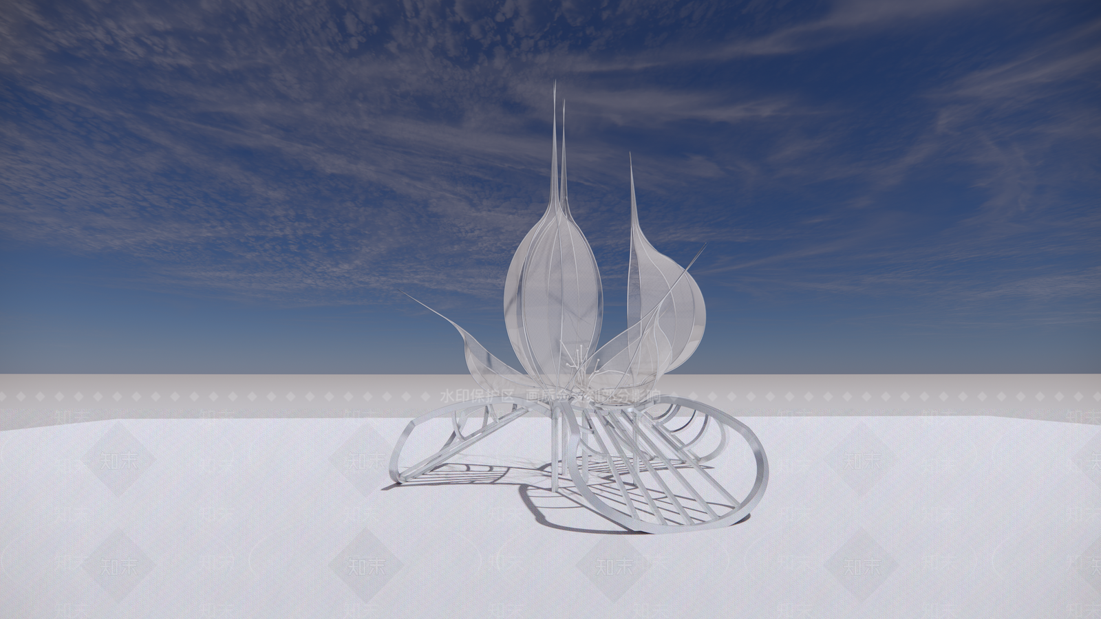 现代莲花造型雕塑小品SU模型下载【ID:1108706301】