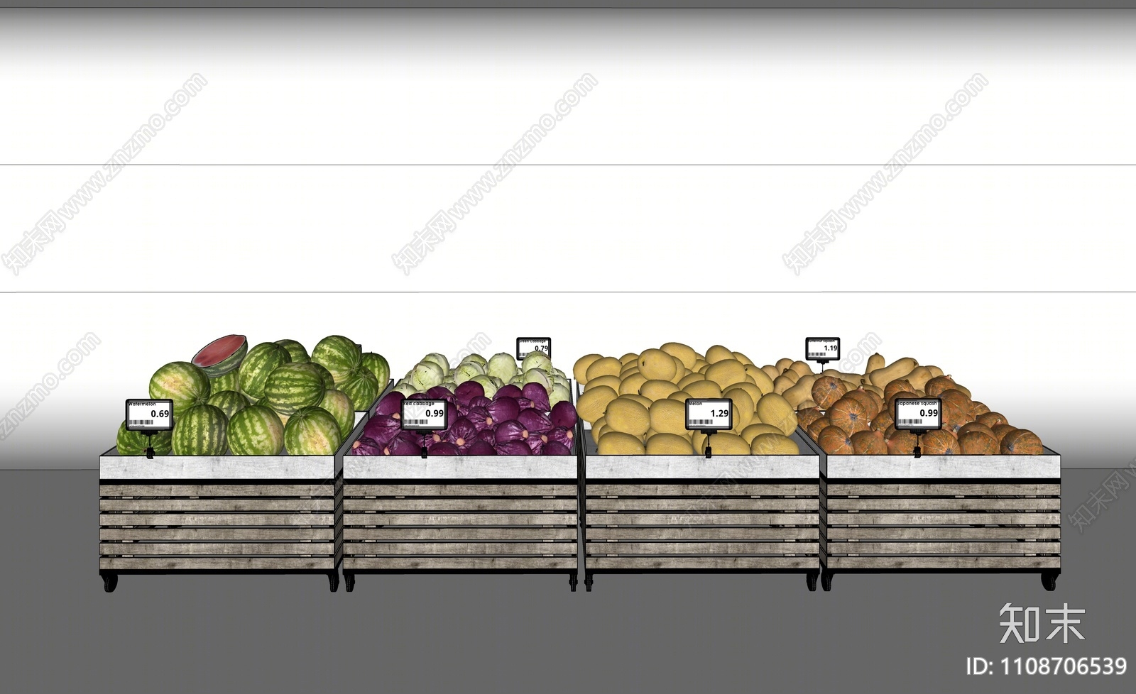 现代蔬菜水果货架SU模型下载【ID:1108706539】