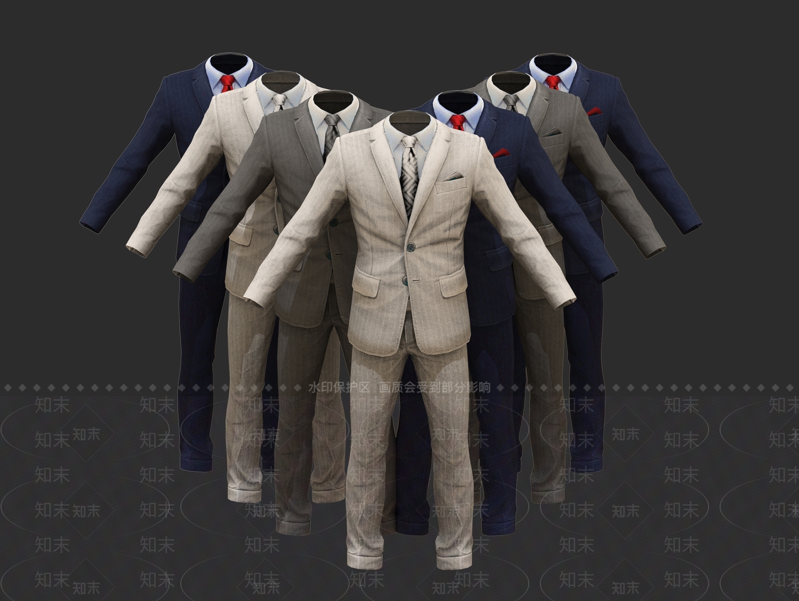 现代西服套装3D模型下载【ID:1108711490】