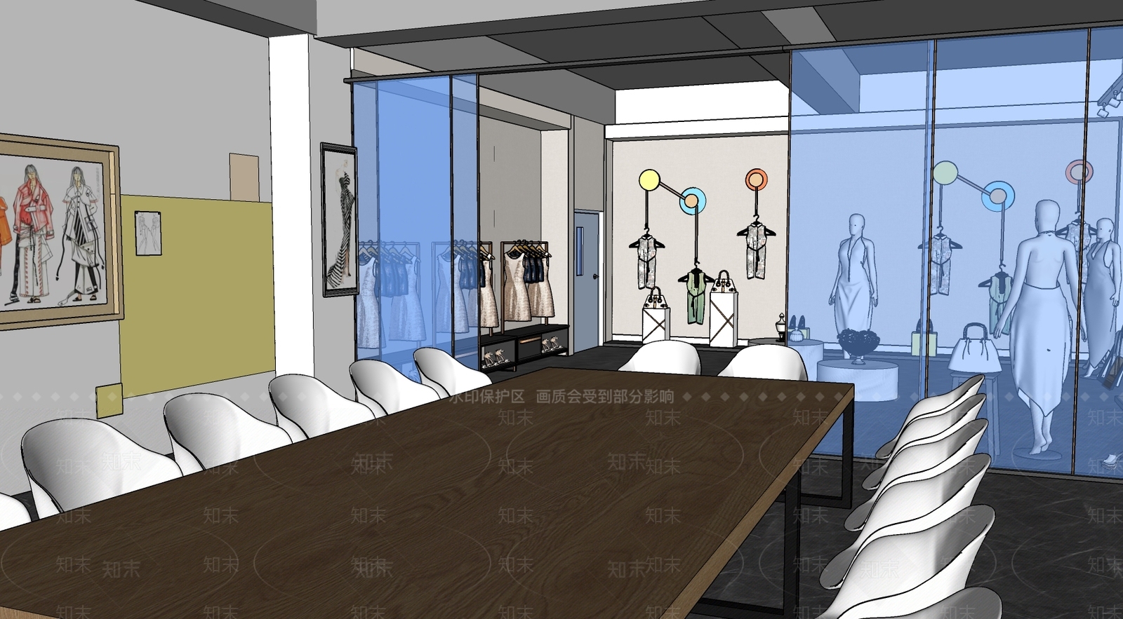 现代服装箱包店SU模型下载【ID:1108715008】