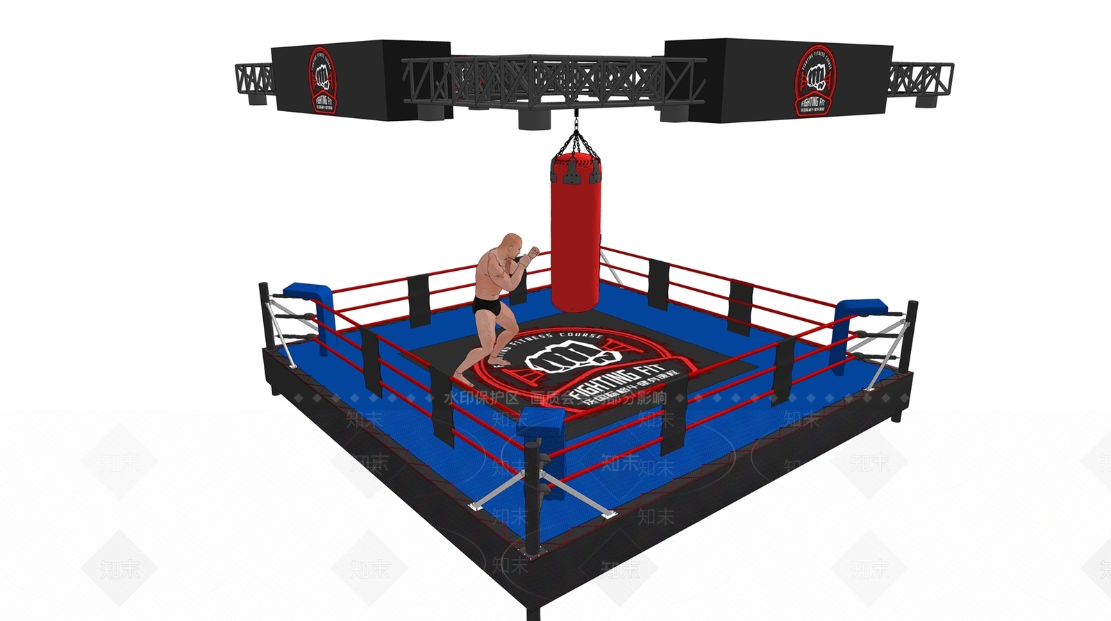 现代拳击台擂台SU模型下载【ID:1108717251】